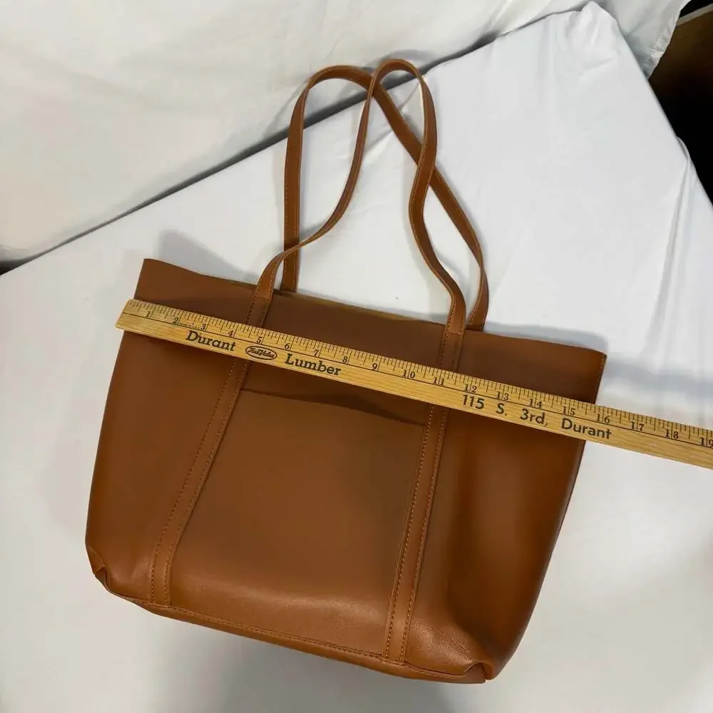 Henny + Lev Danielle Tote Bag in Cognac Vegan Leather - Picture 8 of 8
